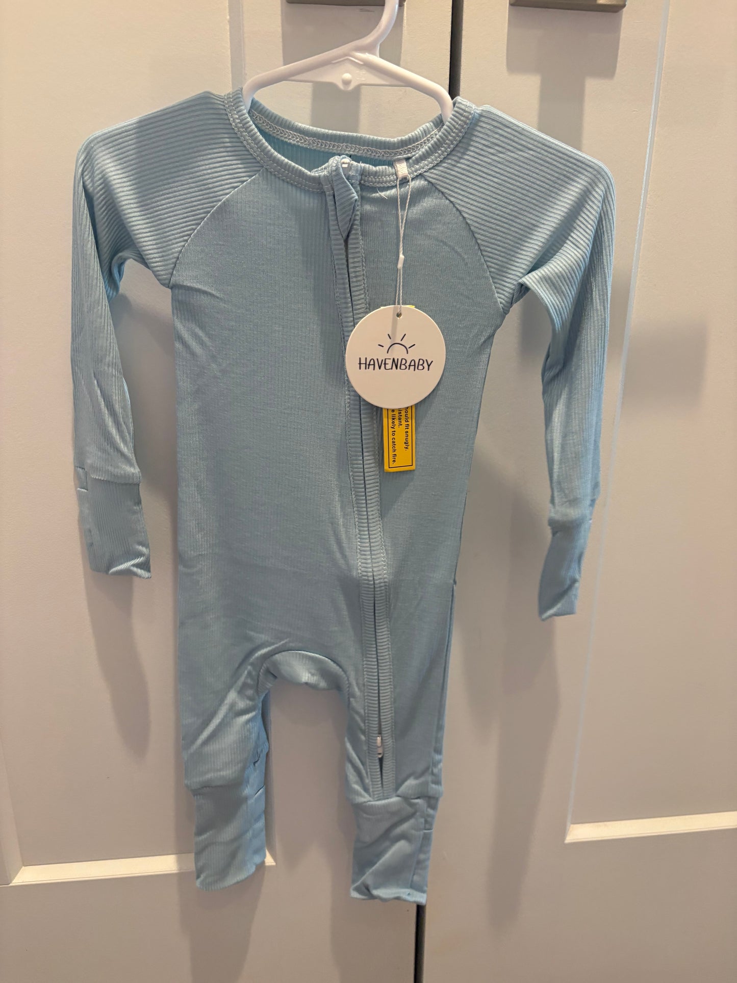 Baby Blue Ribbed Bamboo Romper