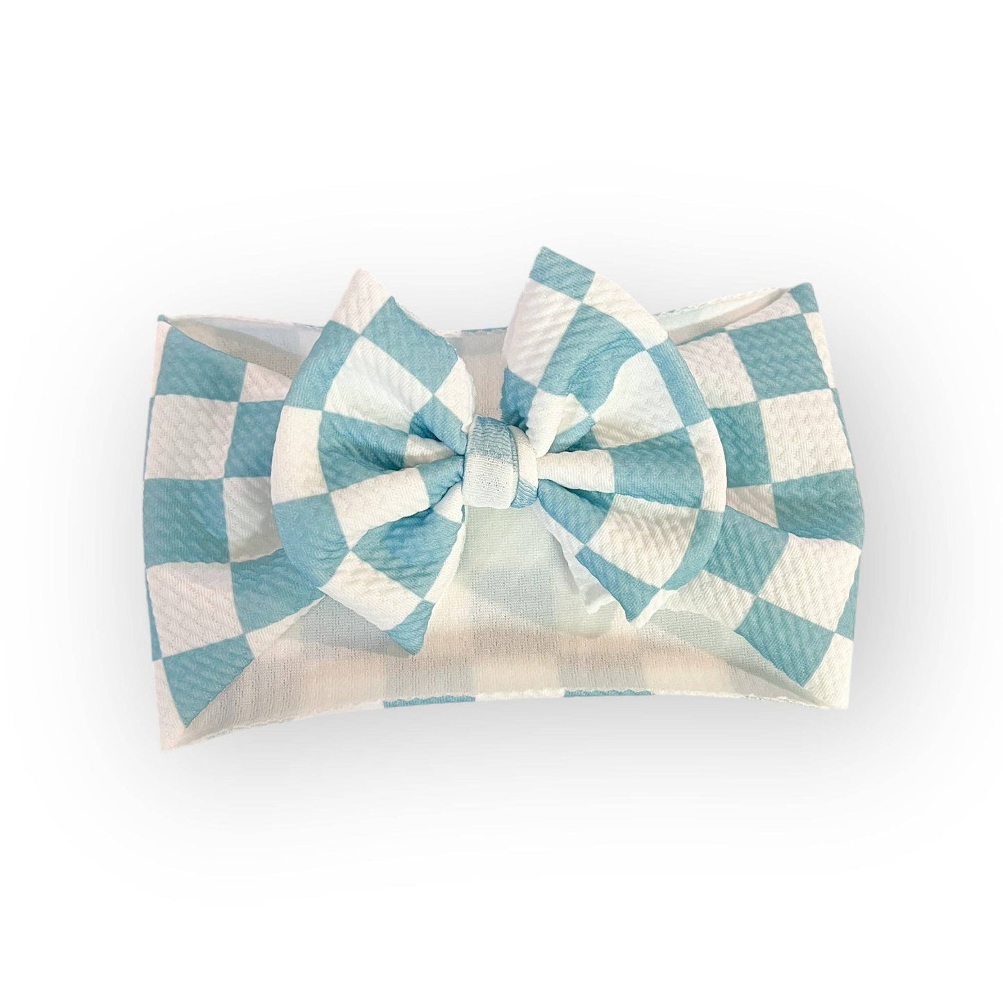 Blue Checker Headwrap Bow