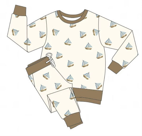 Sailboats Bamboo Crewneck Set