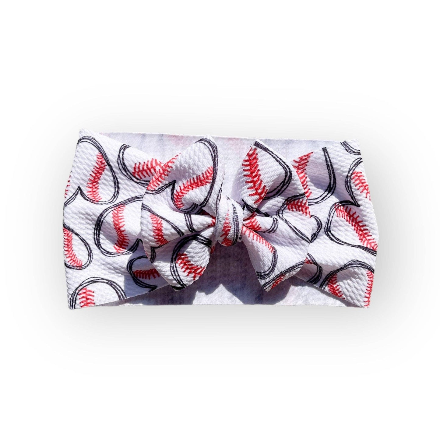 Baseball Hearts Headwrap Bow