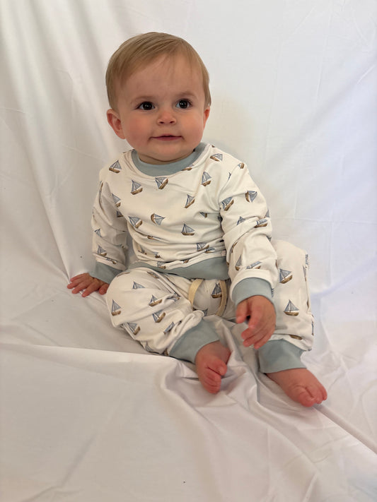 Sailboats Bamboo Crewneck Set