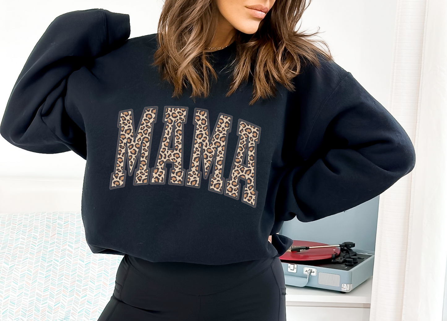 Mama Sweatshirt - Black Cheetah