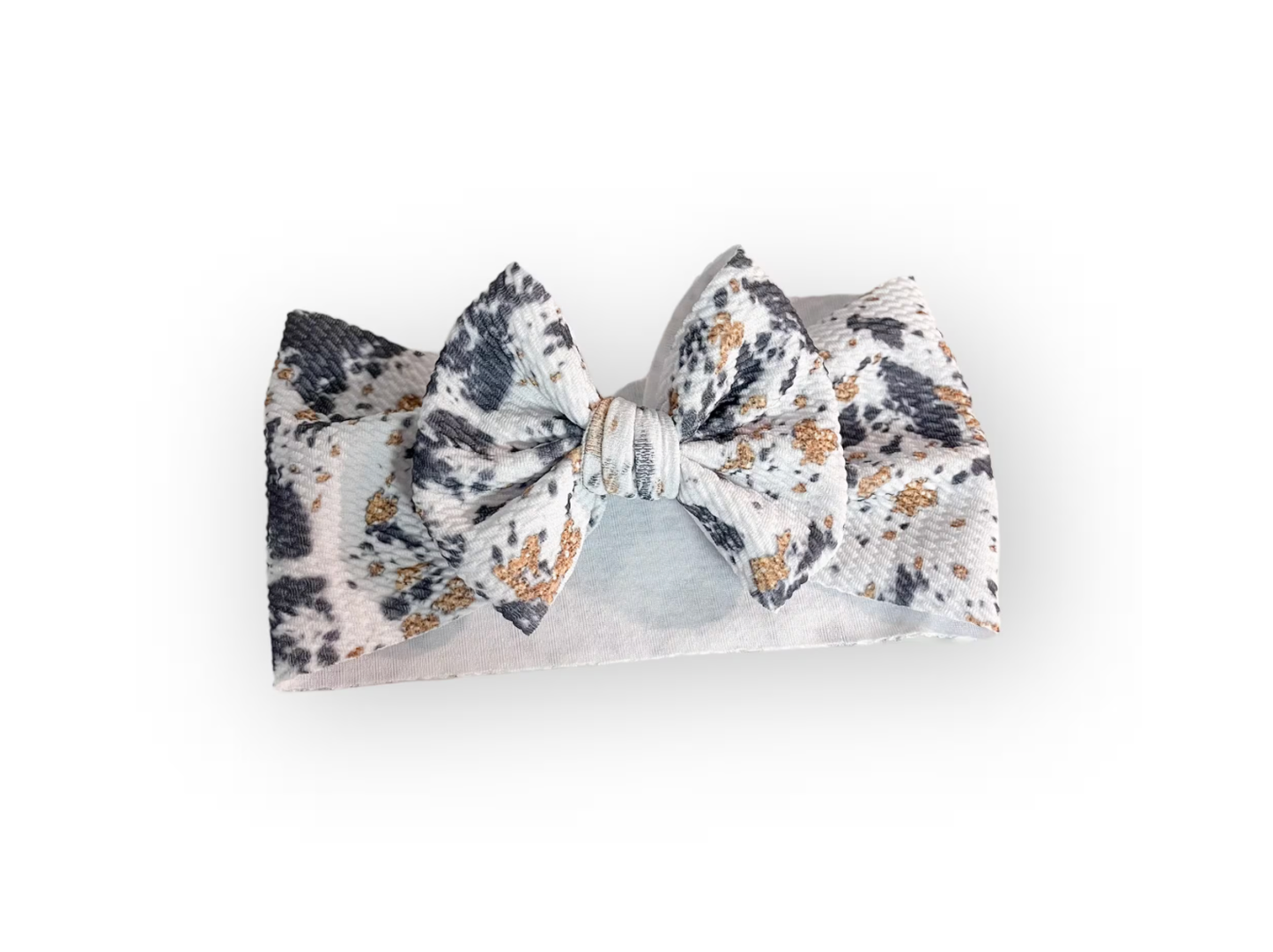 Black and Gold Cow Print Headwrap Bow