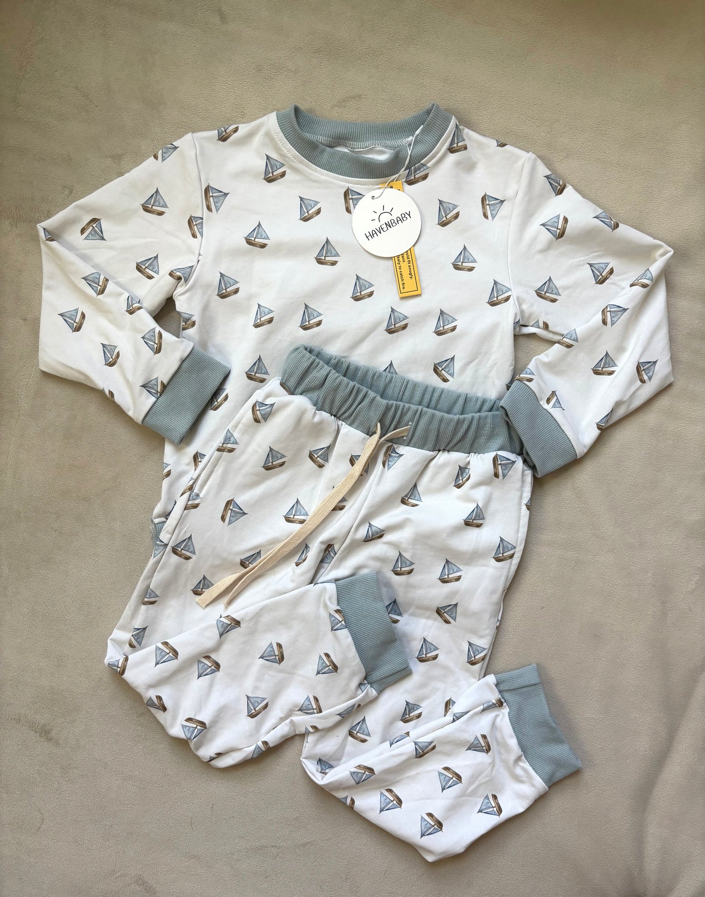 Sailboats Bamboo Crewneck Set