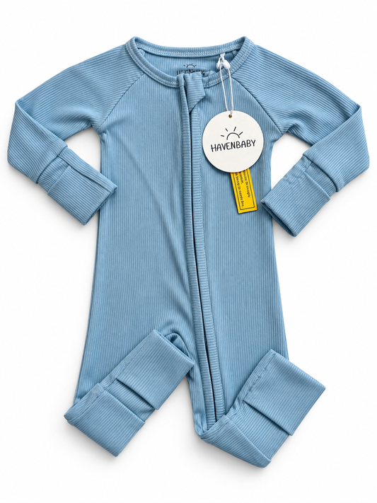 Blue Skies Ribbed Bamboo Romper