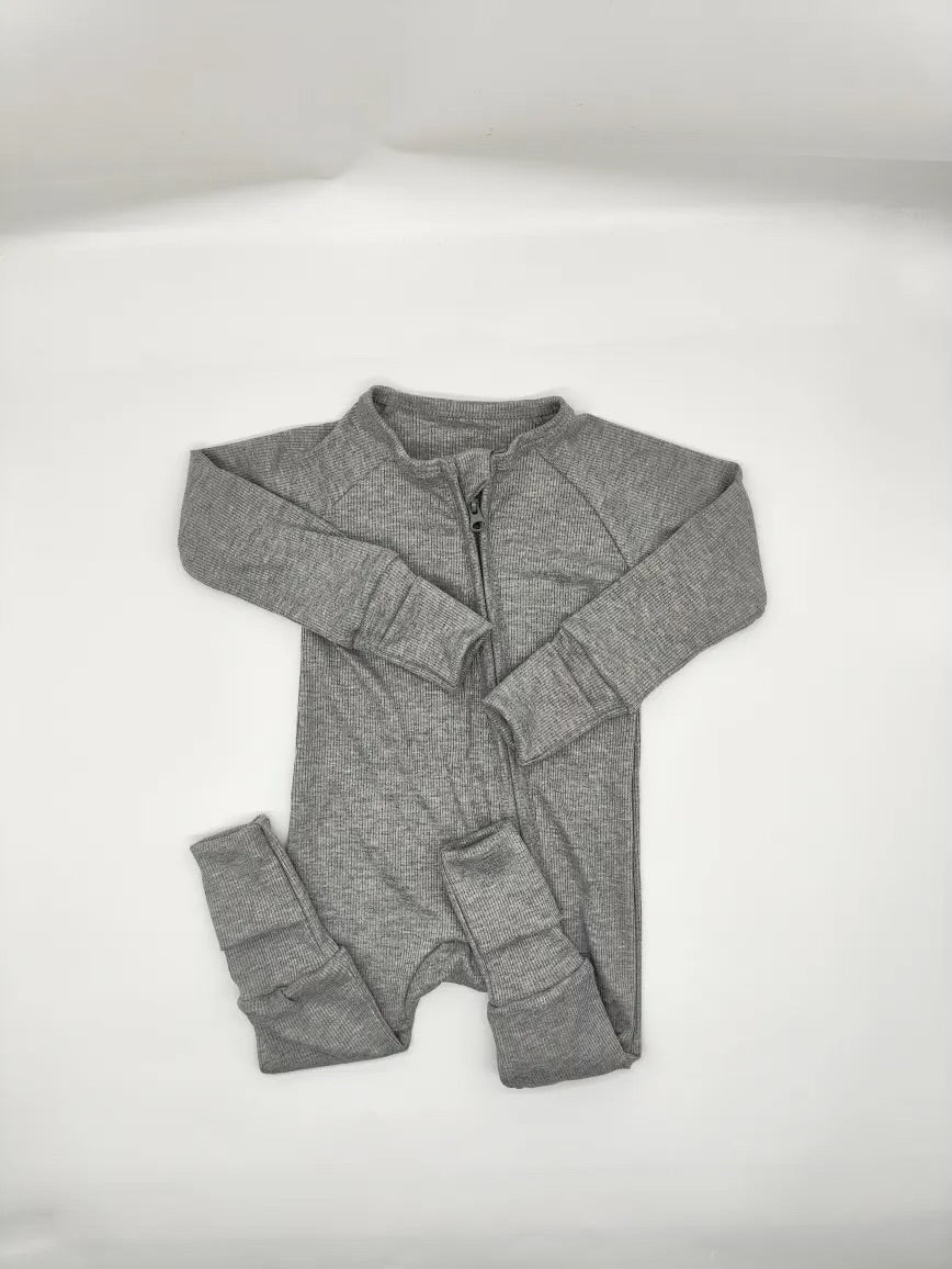 Grey Ribbed Bamboo Romper