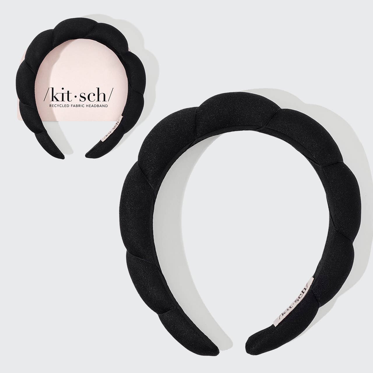 Recycled Fabric Puffy Headband 1pc- Black