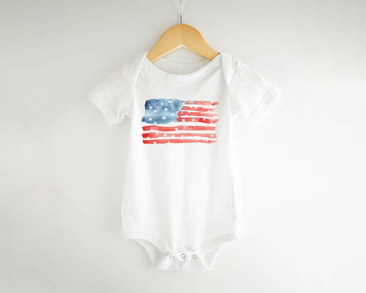 American Flag 4th of July Baby Bodysuit, Patriotic Outfit